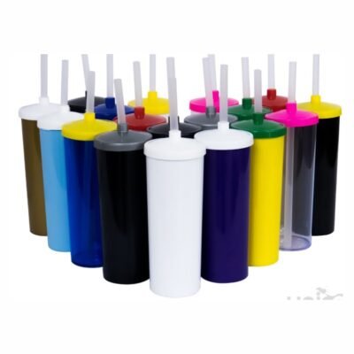 Copo Long Drink com Tampa e Canudo